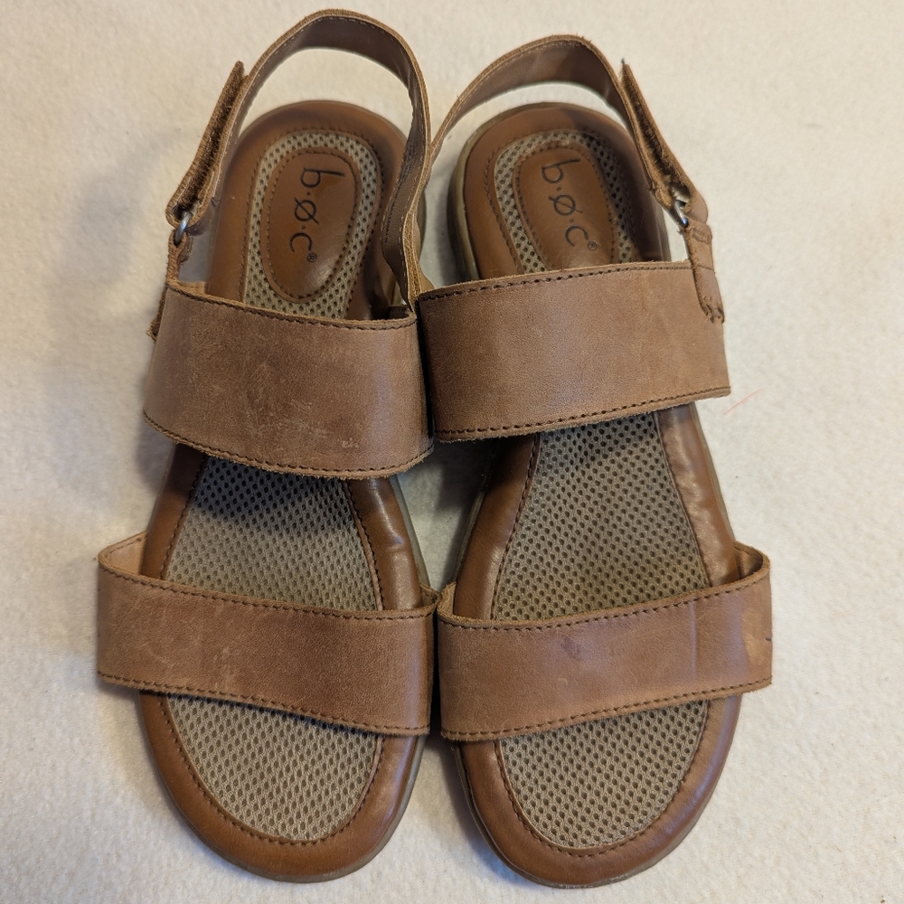 b.o.c. Tan Leather Sandals, Women's Size 7